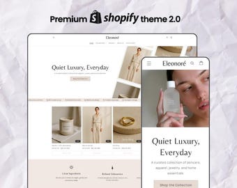 Eleonoré Luxury Shopify Theme, Elegant Boutique Website Template for Skincare, Candle & Fashion Brand, Premium Ecommerce Design Shopify 2.0