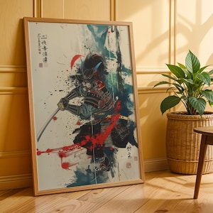 Samurai Warrior Art Poster Home Decor Japanese Wall Art Vintage Style Decor Abstract Samurai Print Ukiyo-e Style Gift Idea
