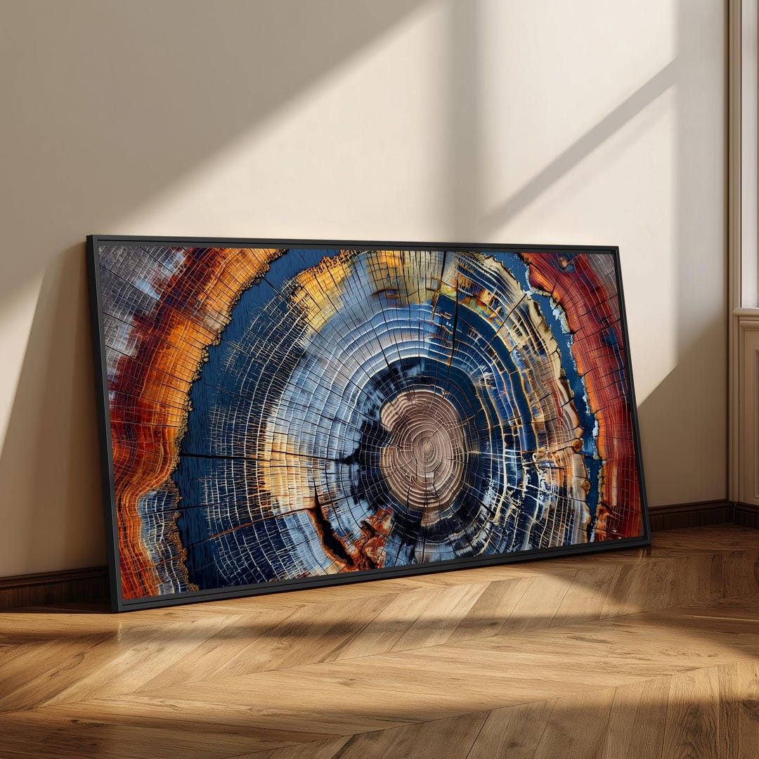 Abstract Tree Rings Framed Canvas Wall Art | Nature-inspired Wood Grain ...