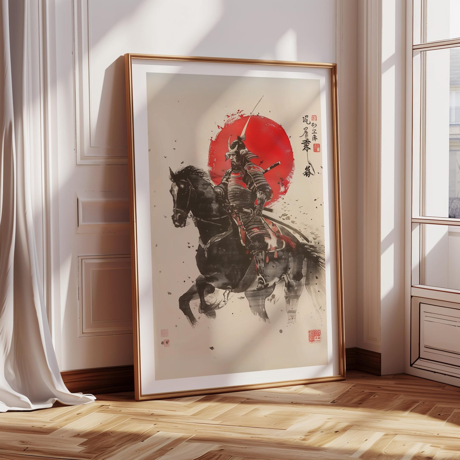 Samurai Warrior Art Poster Home Decor Japanese Wall Art Vintage Style ...