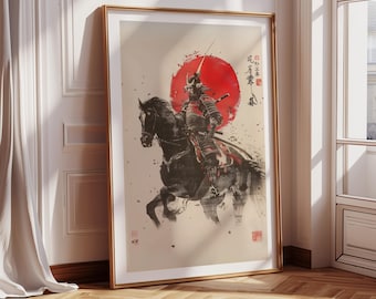 Samurai Warrior Art Poster Home Decor Japanese Wall Art Vintage Style Decor Abstract Samurai Print Ukiyo-e Style Gift Idea