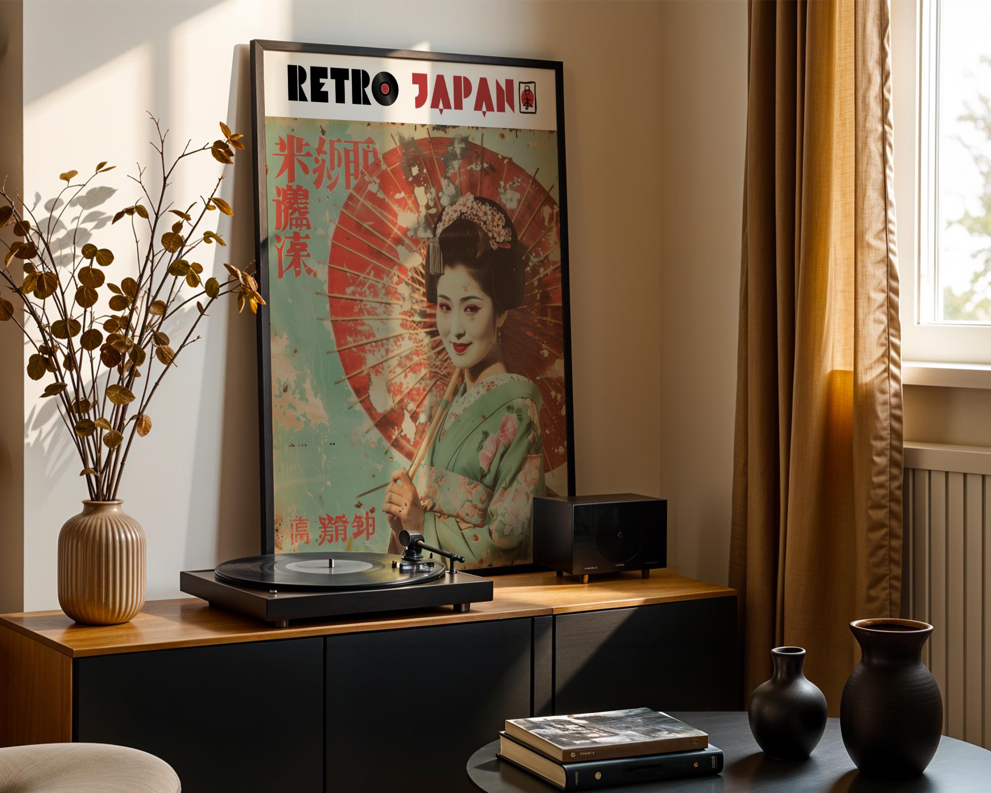 Retro Japanese Geisha Wall Art Poster Traditional Japan Aesthetic Home ...