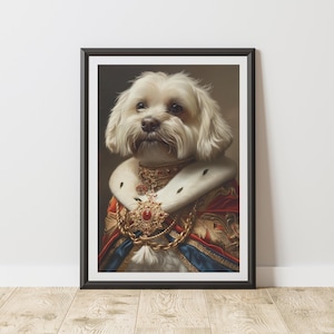 Decorative Wall Art Home Decor Dog Portrait Wall Decor Digital Art Bichon Maltese Dog Wall Art Whimsical Art Dog Lover Gift