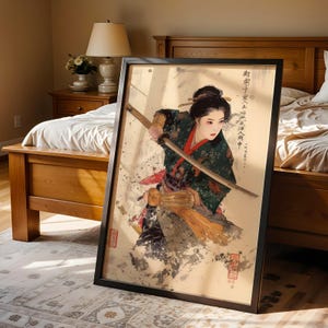 Samurai Warrior Art Poster Home Decor Japanese Wall Art Vintage Style Decor Abstract Samurai Print Gift Idea