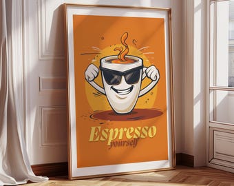 Coffee Wall Art Funny Coffee Print Kitchen Decor Digital Download Caffeine Quote Art Printable Coffee Poster Gift for Coffee Lover