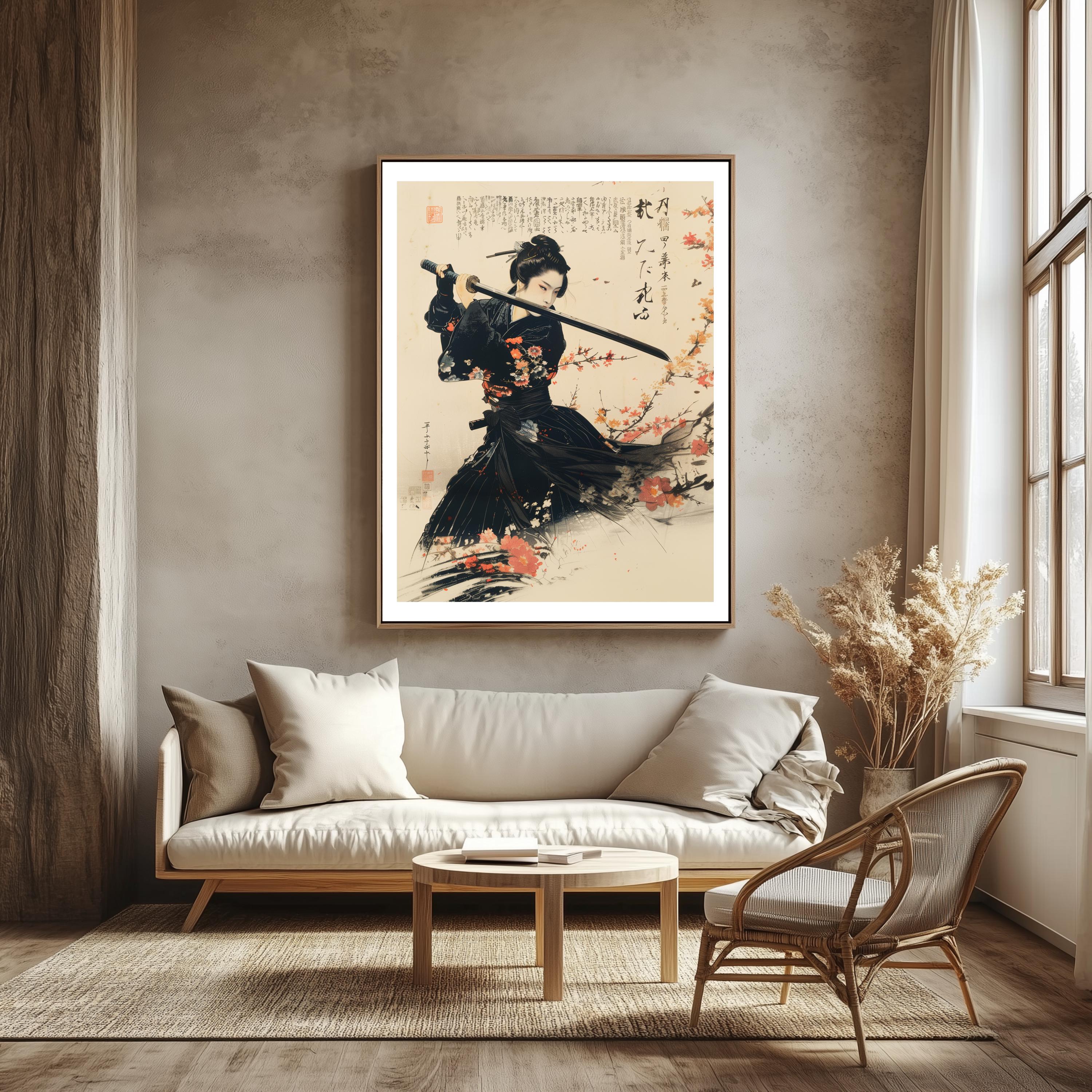 Female Samurai Wall Art Japanese Onna Bugeisha Katana Warrior Print ...