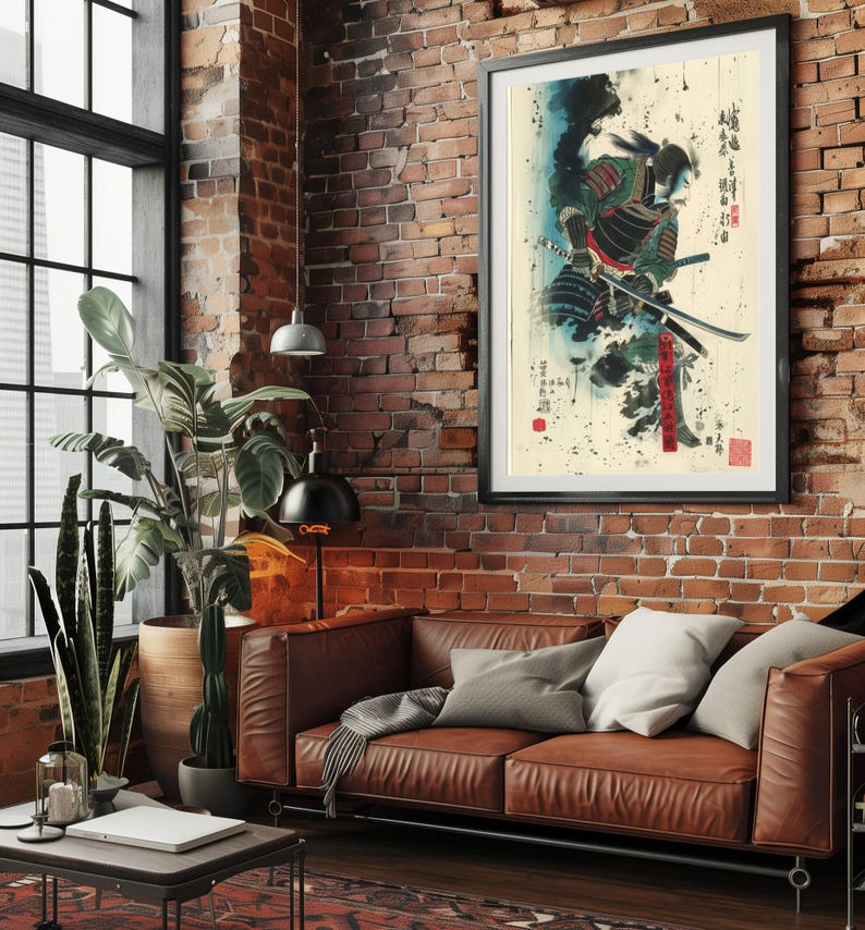 Japanese Samurai Warrior Print Ronin Wall Art Ukiyo-e Style Bushido ...