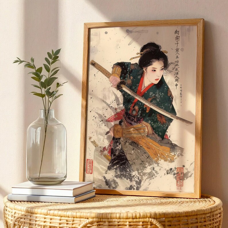 Samurai Warrior Art Poster Home Decor Japanese Wall Art Vintage Style ...