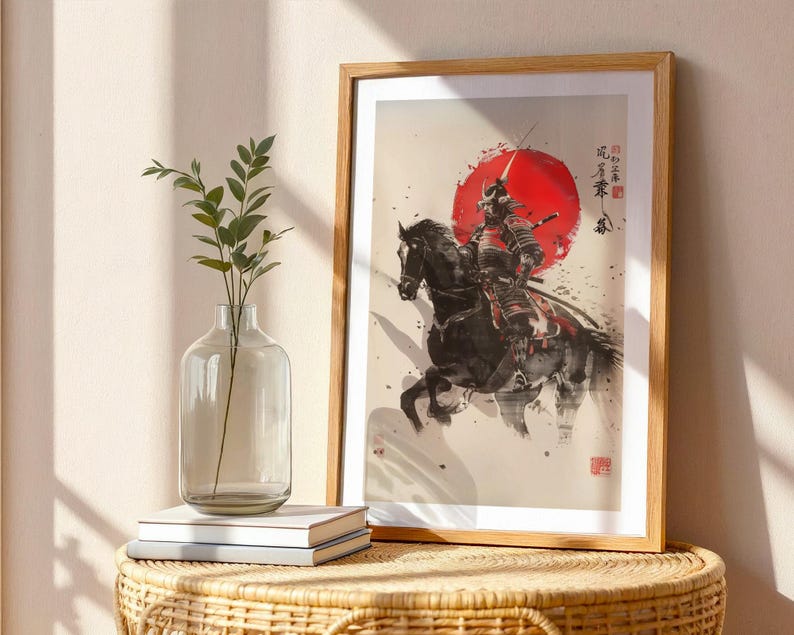Samurai Warrior Art Poster Home Decor Japanese Wall Art Vintage Style ...