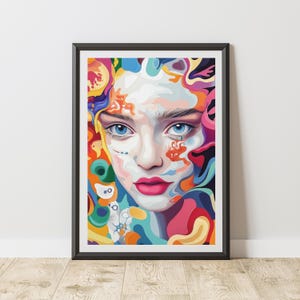Abstract Woman Portrait Print Wall Art Decor Feminine Digital Painting Home Wall Decor Abstract Portrait Digital Art Print Painting Gift