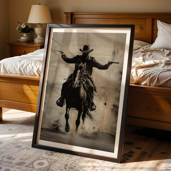 Western Farmhouse Decor Cowboy Wall Art Wild West Theme Home Decor Vintage Americana Rustic Home Decor Western Art Gift Dictionary Page Art