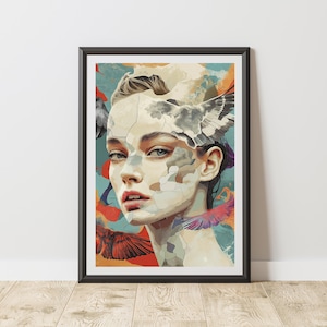 Abstract Woman Portrait Print Wall Art Decor Feminine Digital Painting Home Wall Decor Abstract Portrait Digital Art Print Painting Gift