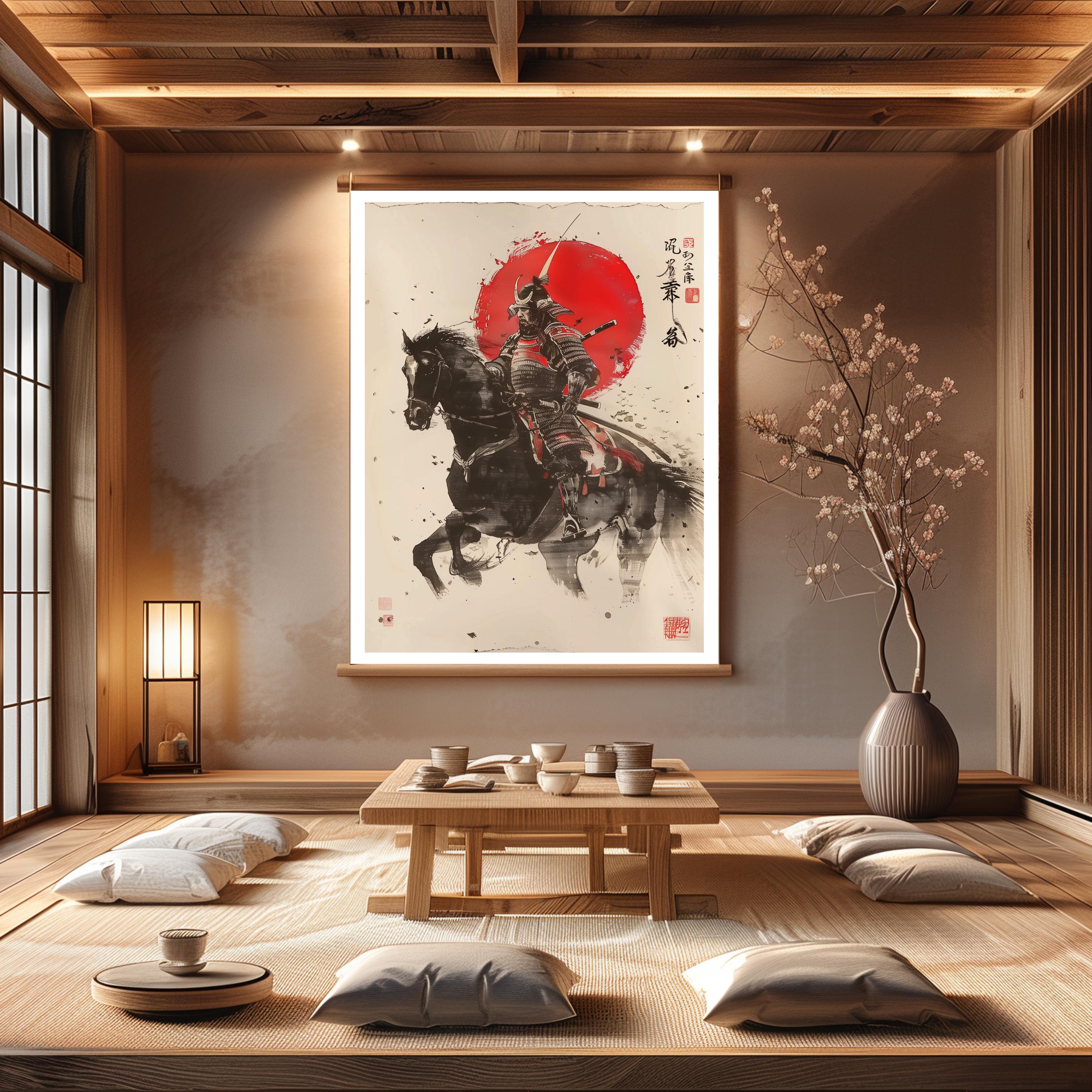 Samurai Warrior Art Poster Home Decor Japanese Wall Art Vintage Style ...