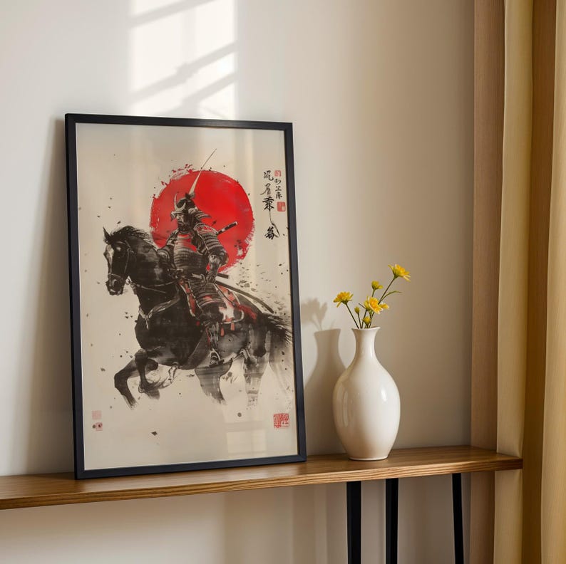 Samurai Warrior Art Poster Home Decor Japanese Wall Art Vintage Style ...