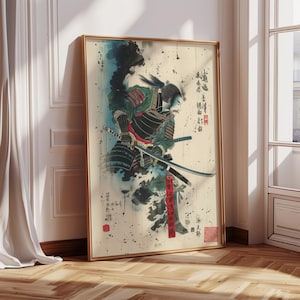 Japanese Samurai Warrior Print Ronin Wall Art Ukiyo-e Style Bushido Poster Martial Arts Decor Digital Download Vintage Japan Art