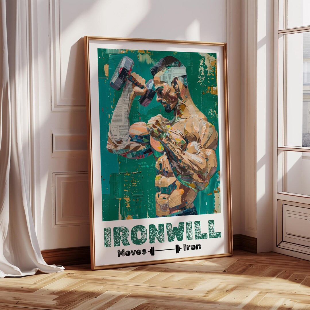 Abstract Fitness Poster Mixed Media Emerald Green Wall Art Motivational ...