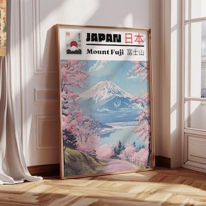 Affiche d&#39;art mural Mont Fuji, décoration japonaise vintage, inspiration de voyage, cadeau esthétique pour la maison, impression d&#39;art zen