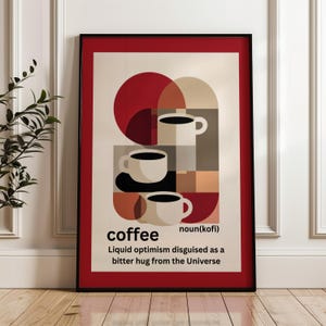 Minimalistische Retro Bauhaus Kaffee Wand Kunst druckbare Kaffee Definition Druck abstraktes Kaffee Poster moderne Küche Dekor digitaler Download