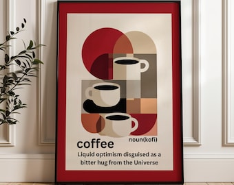 Minimalist Retro Bauhaus Coffee Wall Art Printable Coffee Definition Print Abstract Coffee Poster Modern Kitchen Decor Digital Download