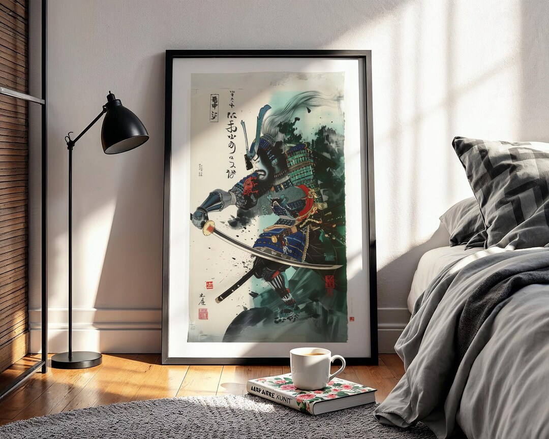 Samurai Warrior Art Poster Home Decor Japanese Wall Art Vintage Style ...