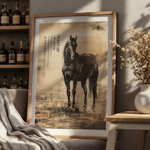 Japanese Horse Art Poster Home Decor Japanese Wall Art Vintage Style Decor Ukiyo-e Style Print Gift Idea