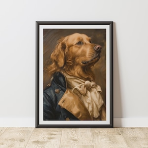 Decorative Wall Art Home Decor Dog Portrait Wall Decor Digital Art Golden Retriever Dog Wall Art Whimsical Art Dog Lover Gift