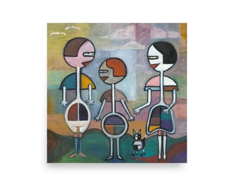 Women Walking and Talking Art Print - 18x18 Wall Decor Poster