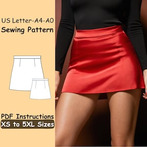 Skirt Sewing Pattern, Mini Skirt Sewing Pattern, Mini Skirt PDF Pattern, Beginner Skirt Pattern
