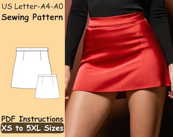 Skirt Sewing Pattern, Mini Skirt Sewing Pattern, Mini Skirt PDF Pattern, Beginner Skirt Pattern