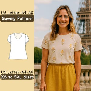Leuk shirt naaipatroon voor dames zomerstijl pdf gemakkelijk zelf te maken top schattig pasvorm direct te downloaden XS - 5XL
