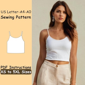 Women Tank Top with Straps PDF Sewing Pattern - Summer Linen Top Pattern - Casual Crop Top Sewing Pattern for Girls - Easy Shirt Pattern