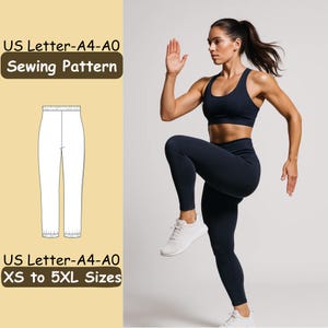 Mönster för sportleggings, sömnadsmönster för yogabyxor, mönster för tajta byxor, PDF-sömnadsmönster, XS - 5XL
