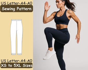 Sport Leggings Sewing Pattern, Yoga Pants Sewing Pattern, Tight Pants Pattern, PDF Sewing Pattern, XS - 5XL