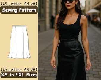 Fitted Skirt Sewing Pattern, Sizes XS To 5XL, Slight Flare Design, PDF Download, Easy To Sew, Beginner Friendly, DIY Skirt Tutorial