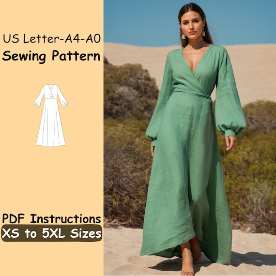 linen wrap dress pattern Wren Wrap Dress