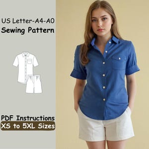 Two Piece Set Sewing Pattern Shorts and T Shirt Sewing Pattern - Loungewear Jamaica Set for Girls Pattern - Linen Shorts PDF Pattern