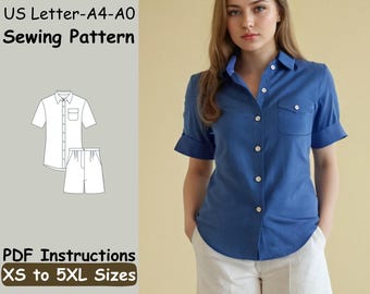 Two Piece Set Sewing Pattern Shorts and T Shirt Sewing Pattern - Loungewear Jamaica Set for Girls Pattern - Linen Shorts PDF Pattern