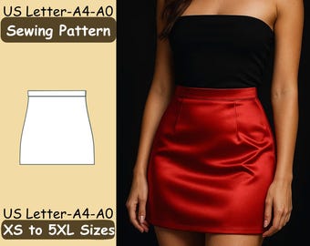 Fitted Mini Skirt Sewing Pattern, Sizes XS To 5XL, PDF Download, Stylish Design, Easy To Sew, Beginner Friendly, DIY Skirt Tutorial