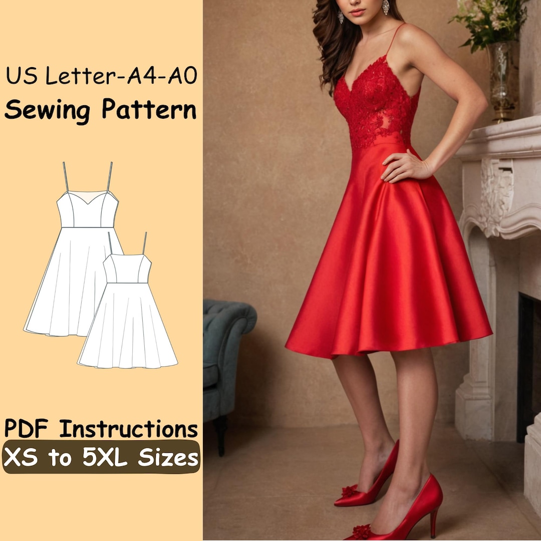 Cocktail Dress Sewing Pattern Women Evening Dress PDF Pattern cocktail-dress-sewing-pattern-women-evening-dress-pdf-pattern