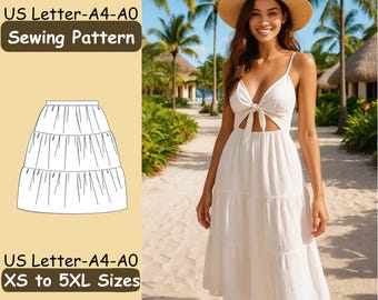 Maxi Skirt Sewing Pattern, Woman Skirt PDF Pattern, Summer Skirt Sewing Pattern, PDF Sewing Pattern, XS - 5XL