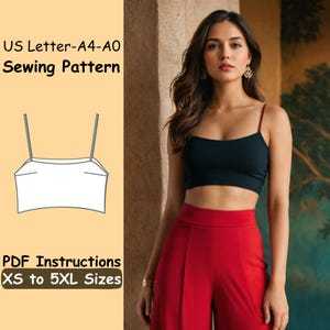 Crop Top Sewing Pattern - Cropped Shirt with Straps PDF Pattern - Summer Slim Sexy Top Pattern - Easy Straps Beginner Instructions Pattern