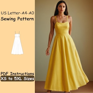Maxi Half Circle Dress Pattern | Women Straps Ruffle Dress Pattern | Graduation DIY Dress for Girls Instructions | Wedding Maxi Dress