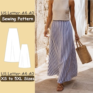 Women's Maxi Skirt Sewing Pattern, Flowy A Line Summer Skirt PDF