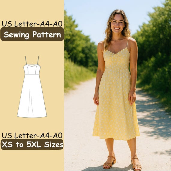 Summer Dress Sewing Pattern, Easy PDF Sundress, DIY Flowy Fit, Beginner  Friendly, Instant Download Sizes XS5XL