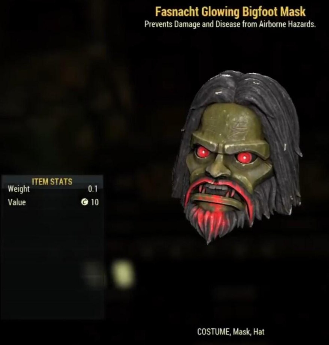 Fallout76 Mask Fallout 76 Fasnacht - Glowing Bigfoot Mask (XBOX ONLY) - Etsy