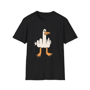 面白いアヒルの中指Tシャツデザイン失礼な漫画のガチョウのグラフィックPNG皮肉なユーモアTシャツと大胆なストリートウェア大胆なストリートウェア