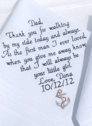 Embroidered Wedding Handkerchief Destination Wedding Gift Ship