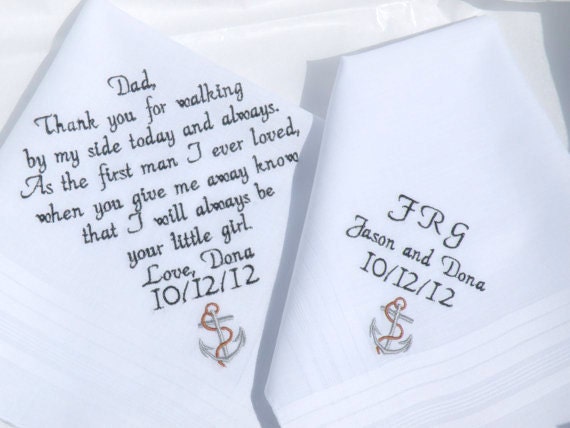 Embroidered Wedding Handkerchief Destination Wedding