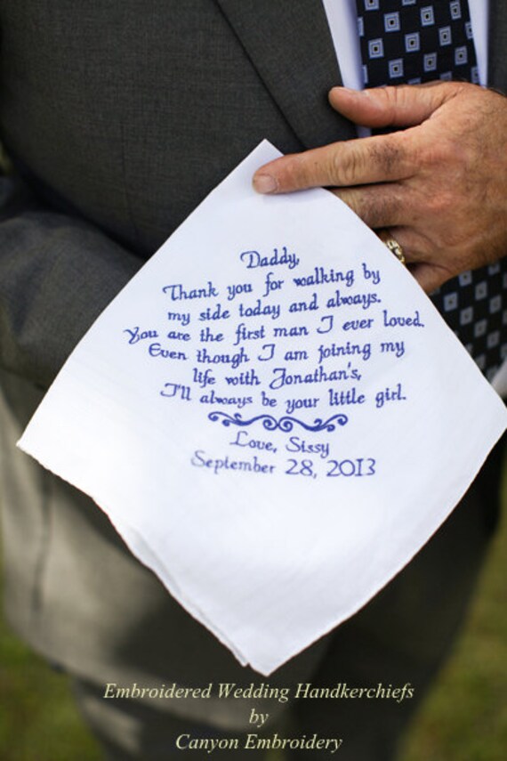 Wedding Gifts Custom Set of Six Personalized Custom Embroidered Wedding Handkerchiefs by Canyon Embroidery