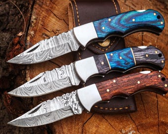 Custom Hand forged Damascus steel Pocket folding Camping tool, handmade hunting gift, gift for dad, gift for him, fathers day gift